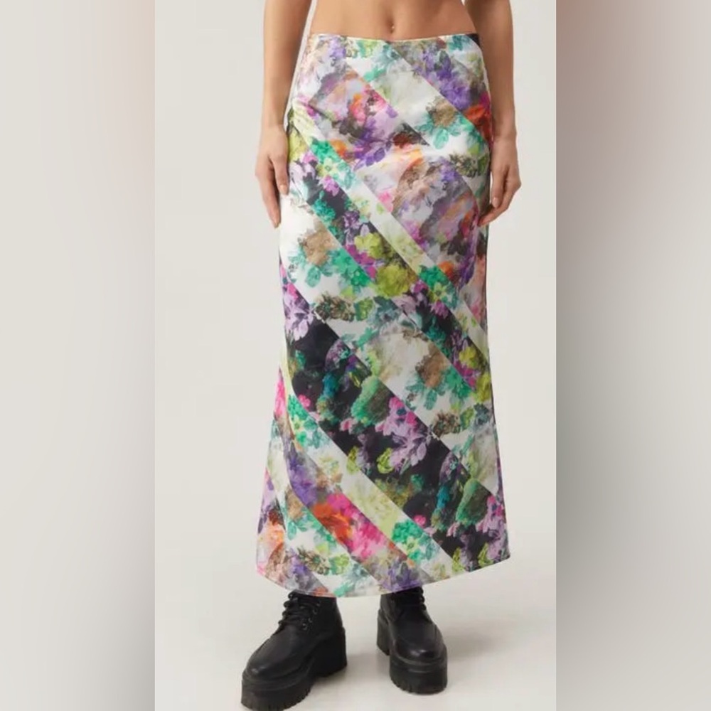 Nasty Gal Multicolor Floral Diagonal Maxi Skirt